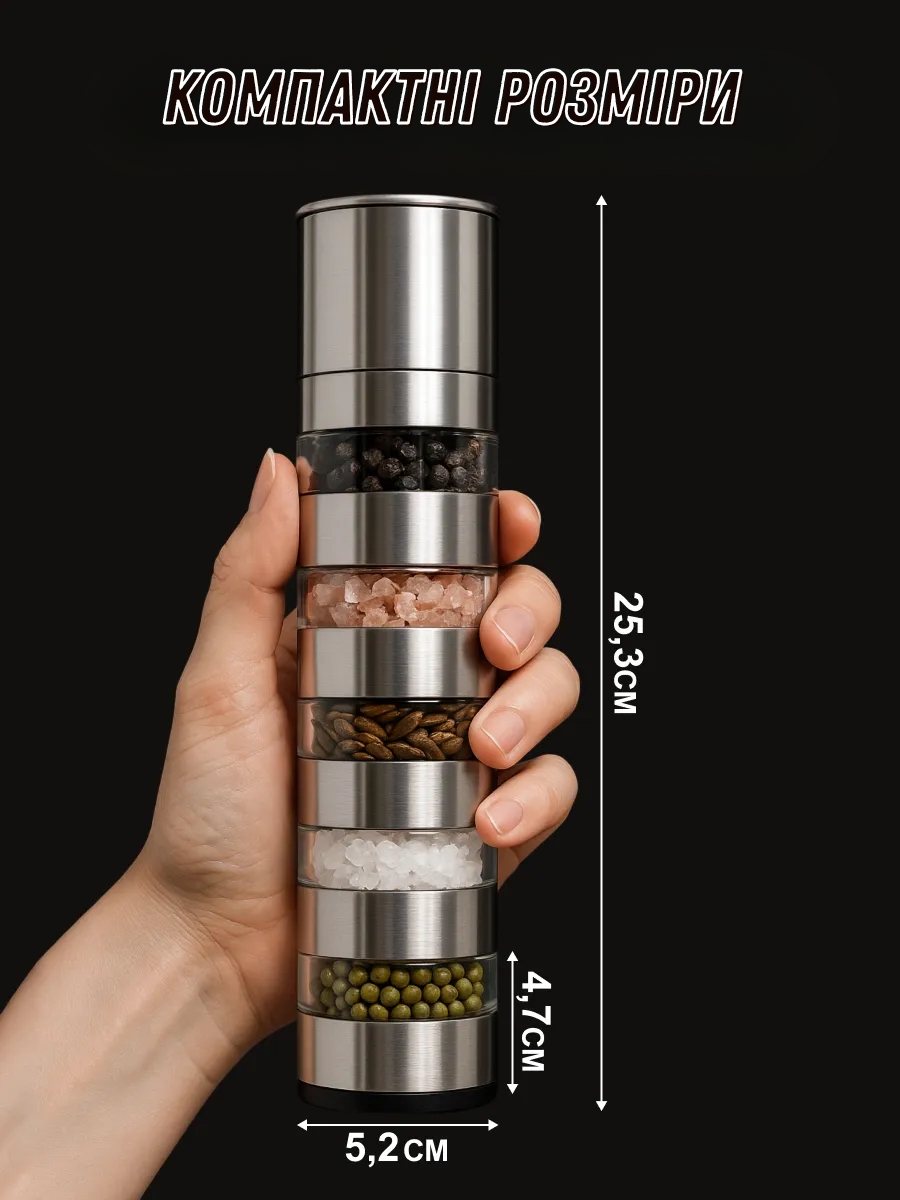 Ручний п'ятишаровий млин для спецій